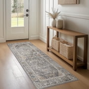 DEORAB Runner Rug 2X10 Non Slip Hallway Vintage Rugs, Machine Washable Lightweight Mat for Living Room, Entryway, Bedroo