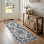 DEORAB Runner Rug 3X8 Non Slip Hallway Vintage Rugs, Machine Washable Lightweight Mat for Living Room, Entryway, Bedroom