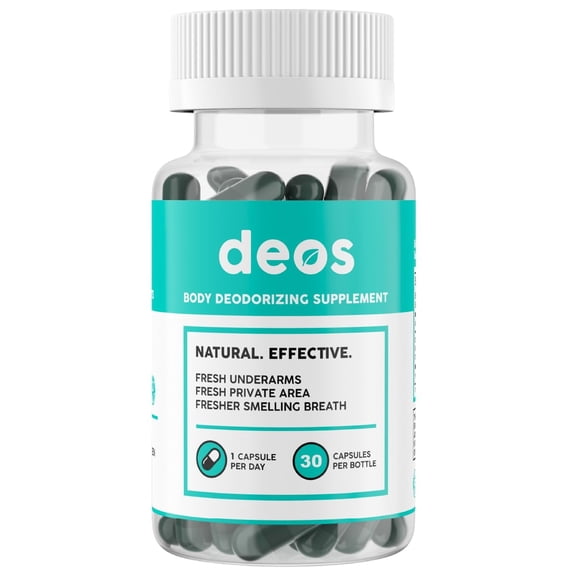 DEOS Internal Deodorant Supplement, 30 Capsules, Chlorophyll, Parsley & Peppermint, Daily Dietary Supplement