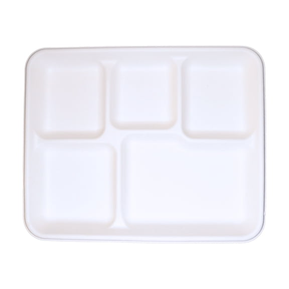 DEP Bagasse 5 Compartment Rectangle Food Tray Compostable