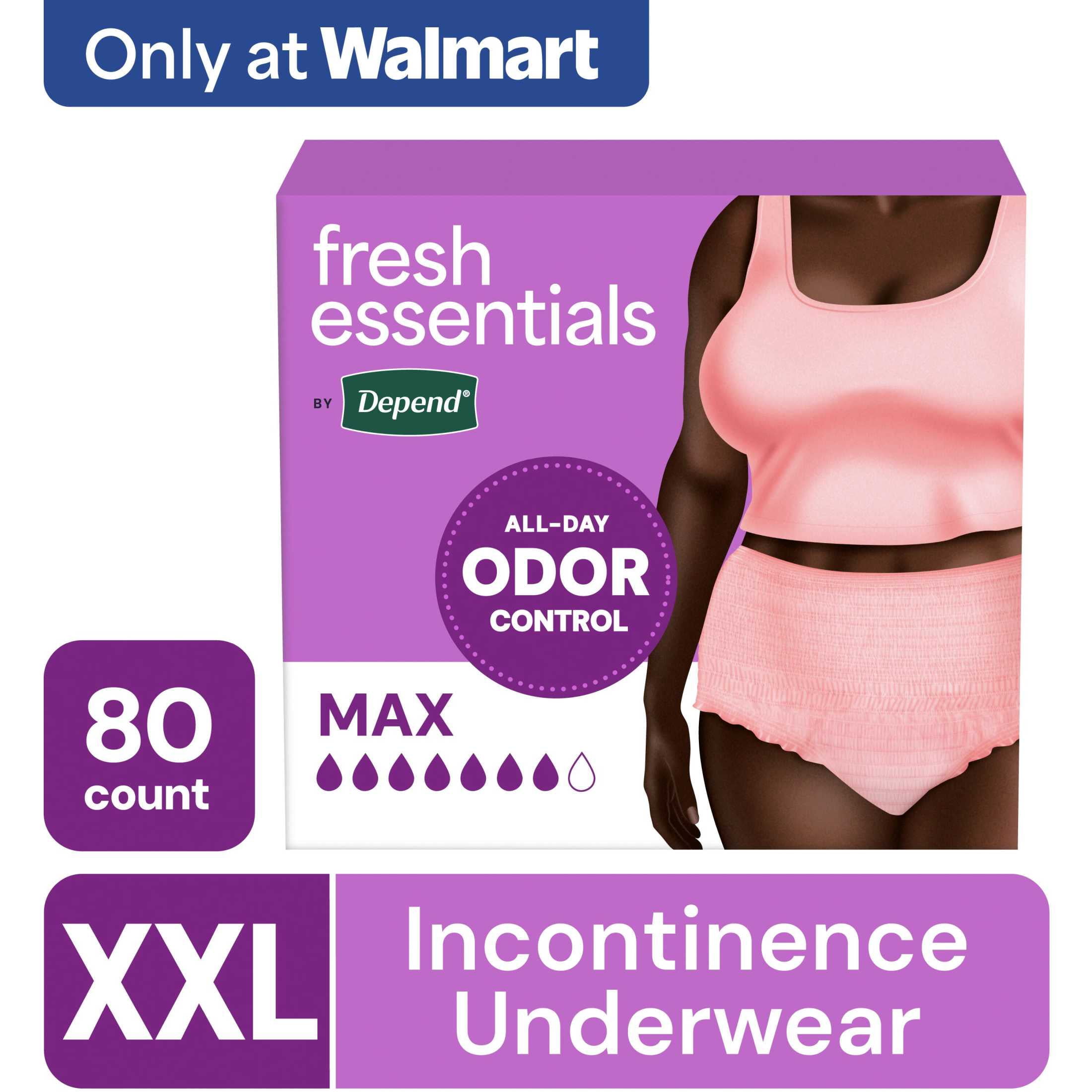 Depend Fresh Essentials Incontinence Underwear for Women, Adult Diapers, XXL, 80 Count
