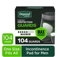 thumbnail image 1 of Depend Guards Incontinence Pads for Men, Maximum Absorbency, 104 Count, 1 of 12
