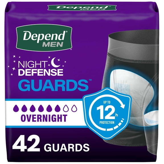 Depend Guards Incontinence Pads for Men, Overnight Absorbency, 42 Count