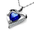 thumbnail image 1 of DEPHINI Blue Heart Necklace 925 Sterling Silver Heart Pendant CZ, 1 of 6