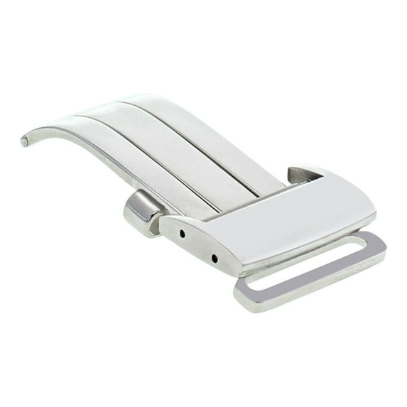 18MM CLASP BUCKLE DEPLOYMENT WATCH BAND FOR BREITLING PILOT LEATHER STRAP SHINY