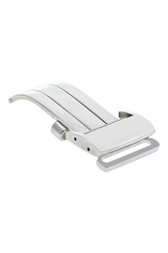 18MM CLASP BUCKLE DEPLOYMENT WATCH BAND FOR BREITLING PILOT LEATHER STRAP SHINY