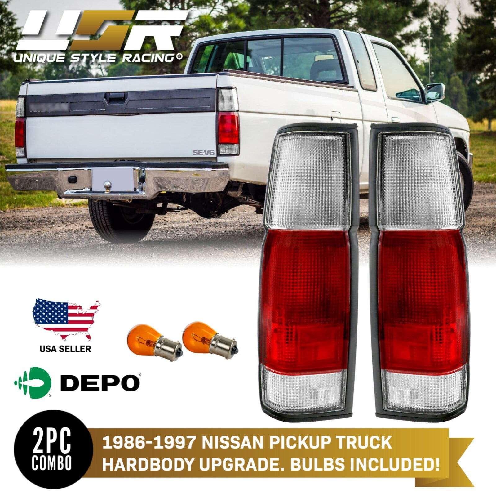 1986-1997 Nissan Hardbody Anzo Tail Lights Chrome - 211116