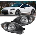 thumbnail image 1 of DEPO UPGRADE Black Replacement Front Headlights (Left + Right) Compatible with 2006-2011 Mitsubishi Eclipse HALOGEN GS GT SE Spyder Hatchback Coupe (Black Housing, Plug and Play, 2 PC Set), 1 of 9