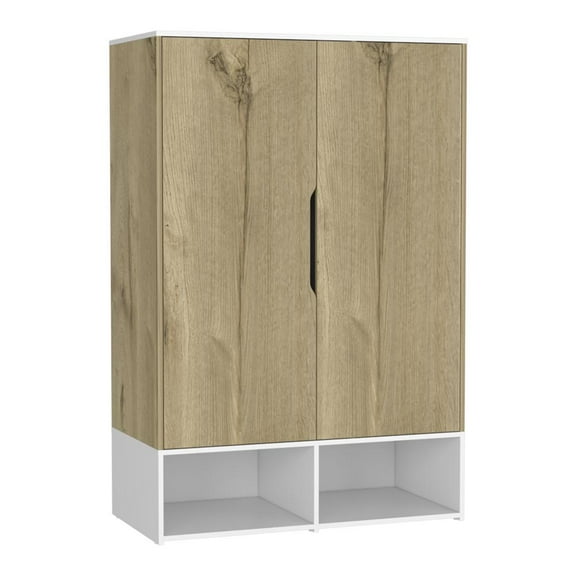 Depot E-Shop DE-CDB7136 Bamboo Armoire, Light Oak & White