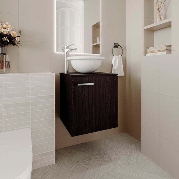 DEPOT E-SHOP DE-MLW11736 Bellevue Bathroom Vanity, 1 Door, Black Wengue