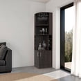 thumbnail image 1 of DEPOT E-SHOP Cairo Corner Bar Cabinet with Double Door Cabinet, Glass Rack, Eight Built-in Wine Rack, Dark Walnut, Living Room, 1 of 1