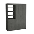 thumbnail image 1 of Depot E-Shop Laurel 3-Tier Shelf and Drawers Armoire with Metal Handles, Smokey Oak -Bedroom, 1 of 3