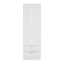 Depot E-Shop Armoire Wardrove 76" H, Hanging Rod, 2 Drawers, 1 Shelf, White