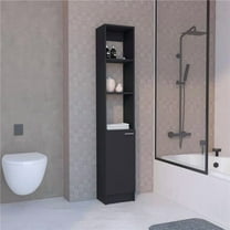 DEPOT E-SHOP  DEPOT E-SHOP Linen Cabinet, 1 Door, 6 Shelves, Black