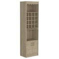 thumbnail image 1 of Depot E-Shop Athens Kava Bar Cabinet With Double Door, Open Shelf, Glass Rack, Tray, And 16 Wine Cubbies, Light Pine, 1 of 5