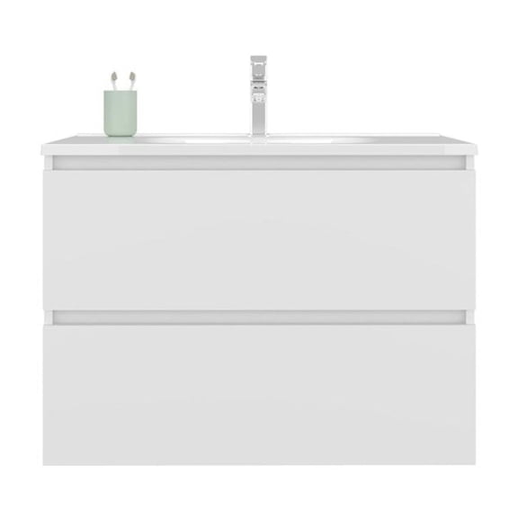 Depot E-Shop Depew Bathroom Vanity, 2 Drawers, White