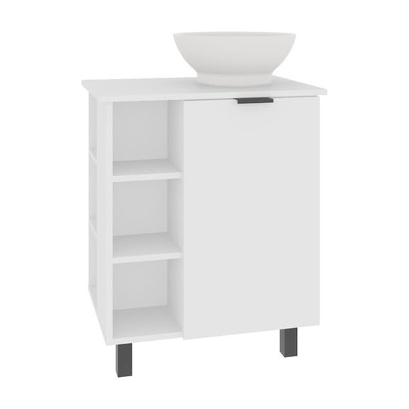 Depot E-Shop Dobson Vanity Sink, 1 Door, 4 Legs, 5 Shelves, White