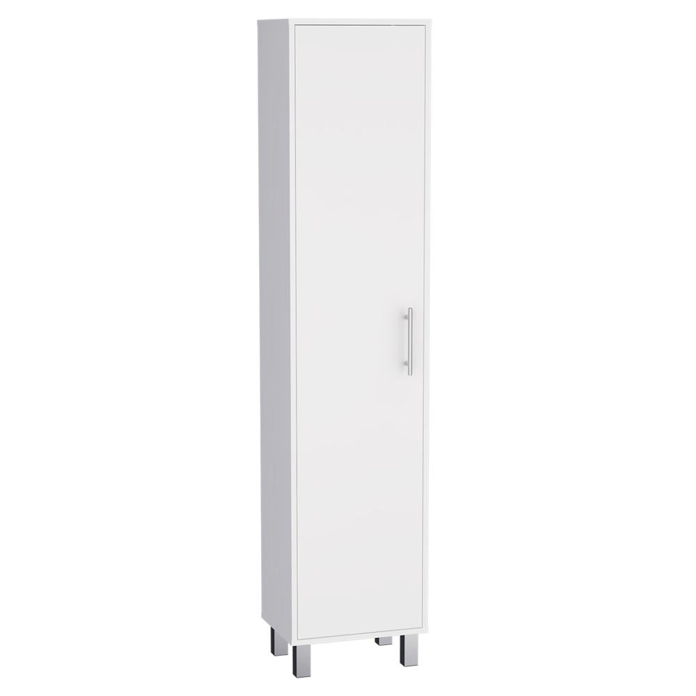 White Tall Freestanding Storage Cabinet with Adjustable Shelving