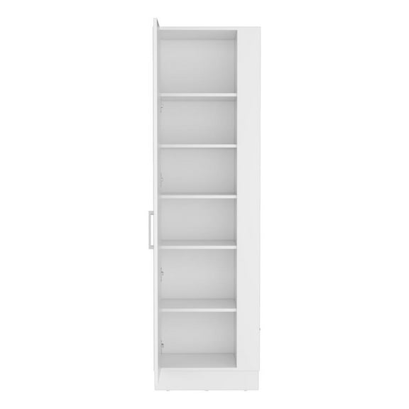DEPOT E-SHOP Fairfield Utility Storage Cabinet with 6-Tier Shelf and Broom Hangers, White