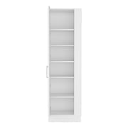 DEPOT E-SHOP Fairfield Utility Storage Cabinet with 6-Tier Shelf and Broom Hangers, White