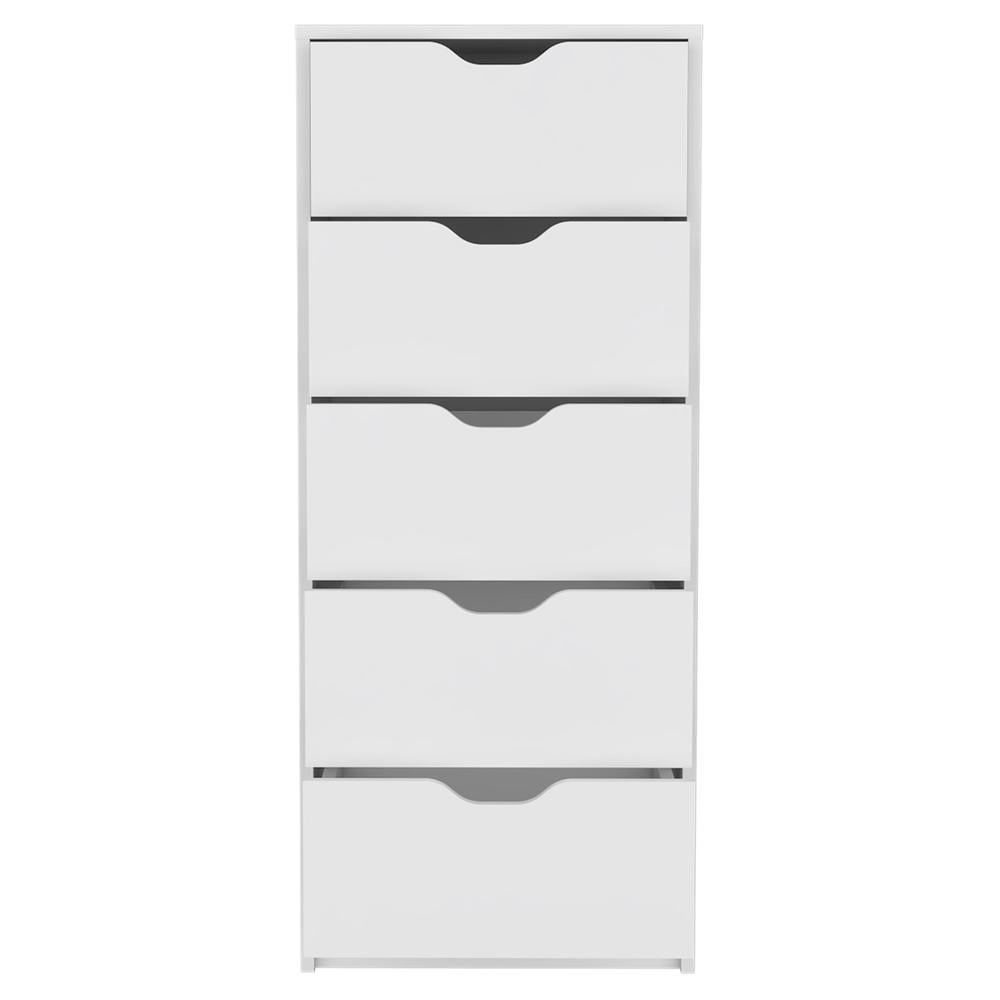 White Slim 5-Drawer Tall Storage Chest