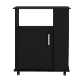 thumbnail image 1 of Depot E-Shop Munich Microwave Cabinet Kitchen Cart With Open Shelf, 3 Side Shelves, Casters, And 2 Interior Shelves, Black, 1 of 5