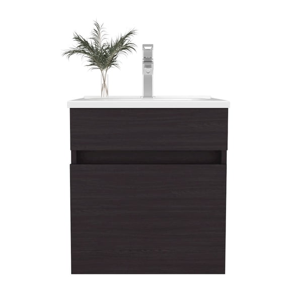 Depot E-Shop Naknek Bathroom Vanity, 1 Door, Black Wengue