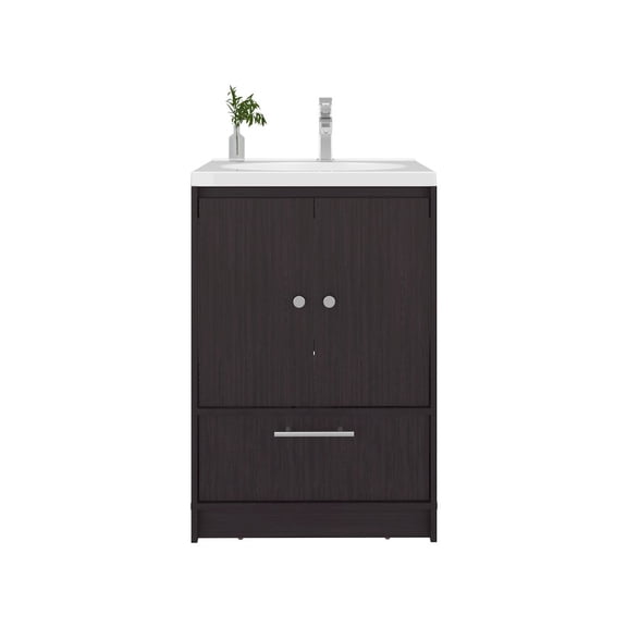 Depot E-Shop Olney Bathroom Vanity, 2 Doors, 1 Drawer, Black Wengue