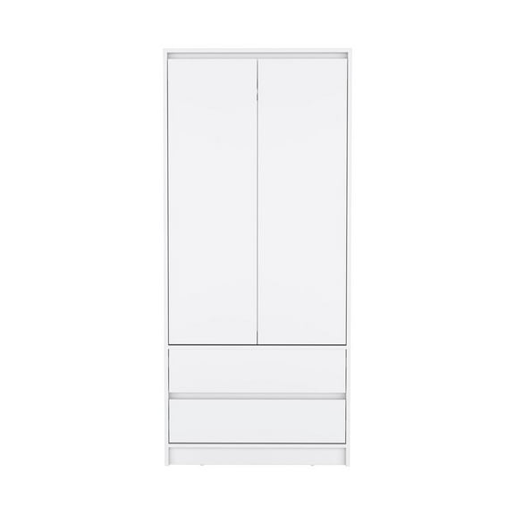 DEPOT E-SHOP Palmer 2 Drawers Armoire, Wardrobe Closet with Hanging Rod, White