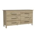 thumbnail image 1 of DEPOT E-SHOP Paris 6 Drawer Double Dresser -Six Drawers, Four Legs, Countertop-Light Oak/White. For Bedroom, 1 of 5