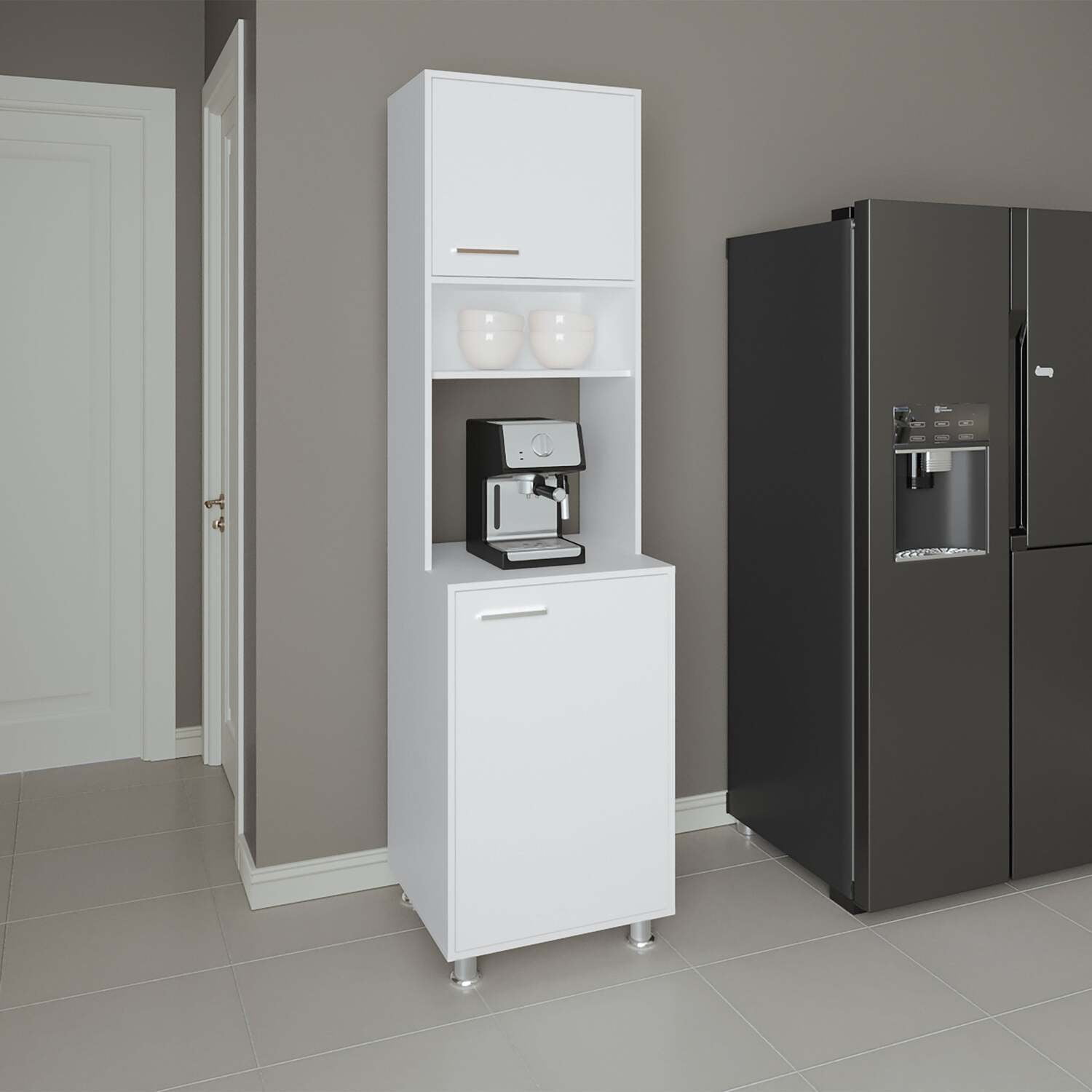 DEPOT E-SHOP Kitchen Pantry Cabinet - 5 Shelf Storage, 2 Doors, White - Tall & Sturdy Pantry