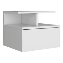 DEPOT E-SHOP Seward Floating Nightstand, Wall Mounted with Single Drawer and 2-Tier Shelf, White