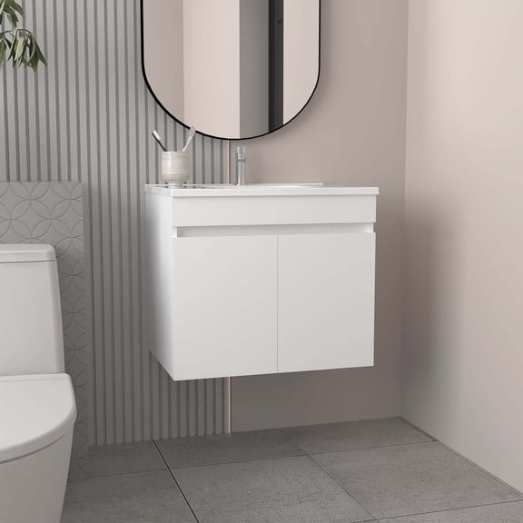 DEPOT E-SHOP DE-MLB11741 Tarentum Bathroom Vanity, 2 Doors, 2 Shelves, White