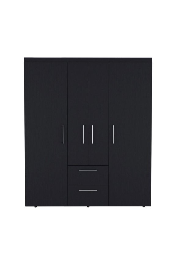 Depot E-Shop Valier Wardrobe, Deluxe Armoire with Multiple Storage Options and Metal Accents