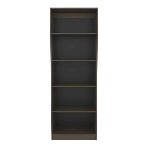 Depot E-Shop Vinton 4-Tier Bookcase with Modern Storage, Dark Walnut / Black Wengue