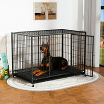 Deptok 48 Inch Wire Dog Crate with 4 Lockable Wheels for Indoor & Outdoor, Single-Door, XXL Dog Kennel for Large Dog, Max Load 300Lbs, Black