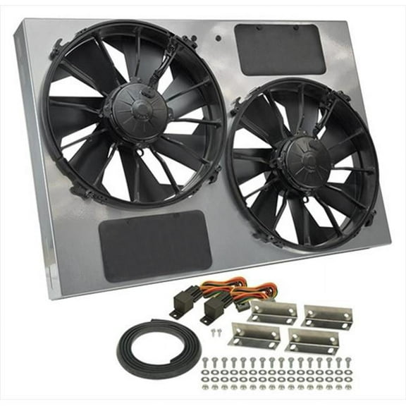DERALE 16927 High Output Dual 13 In. Electric Rad Fan Steel Shroud Kit