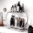 thumbnail image 1 of DERCLIVE 2 Tier Bathroom Countertop Organizer, Metal Cosmetic Organizer and Storage, Make up Counter Shelf Perfume Holder Rack Cosmetic Display Tray for Bathroom Counter, 1 of 11