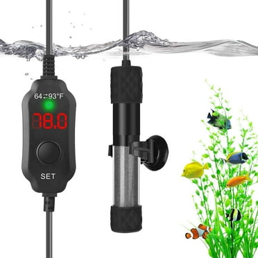 DERCLIVE Adjustable 25W Aquarium Heater Submersible Fish Tank Heater Super Short Aquarium Heater with External Temperature Controller, for Tanks 2-5 Gallons