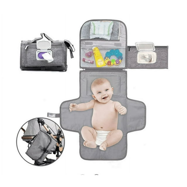 DERCLIVE Baby Diaper Changing Mat,Changing Pad Baby Portable,Wipable Diaper Bag with Pocket
