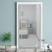 Yolispa Reinforced Cat Screen Door, 33X83 Heavy Duty Pets Proof Screen Door with Bilateral Zipper, Prevent Dogs Cats Running Out from Home, Bedroom, Living Room, Kitchen Patio Door