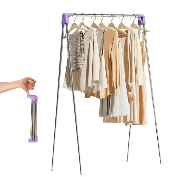 DERCLIVE Collapsible Clothing Rack, Portable Garment Rack Foldable for Travel, Mini Drying Rack for Camping RV, Compact Clothes Hanger Stand Indoor Outdoor