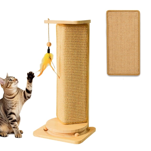 DERCLIVE Corner Cat Scratcher with Track Balls, Cat Scratching Post with Interactive Ball Toys for 90 Furniture Sofa, Replaceable Sisal Scratch Pad for Wall Furniture Protector