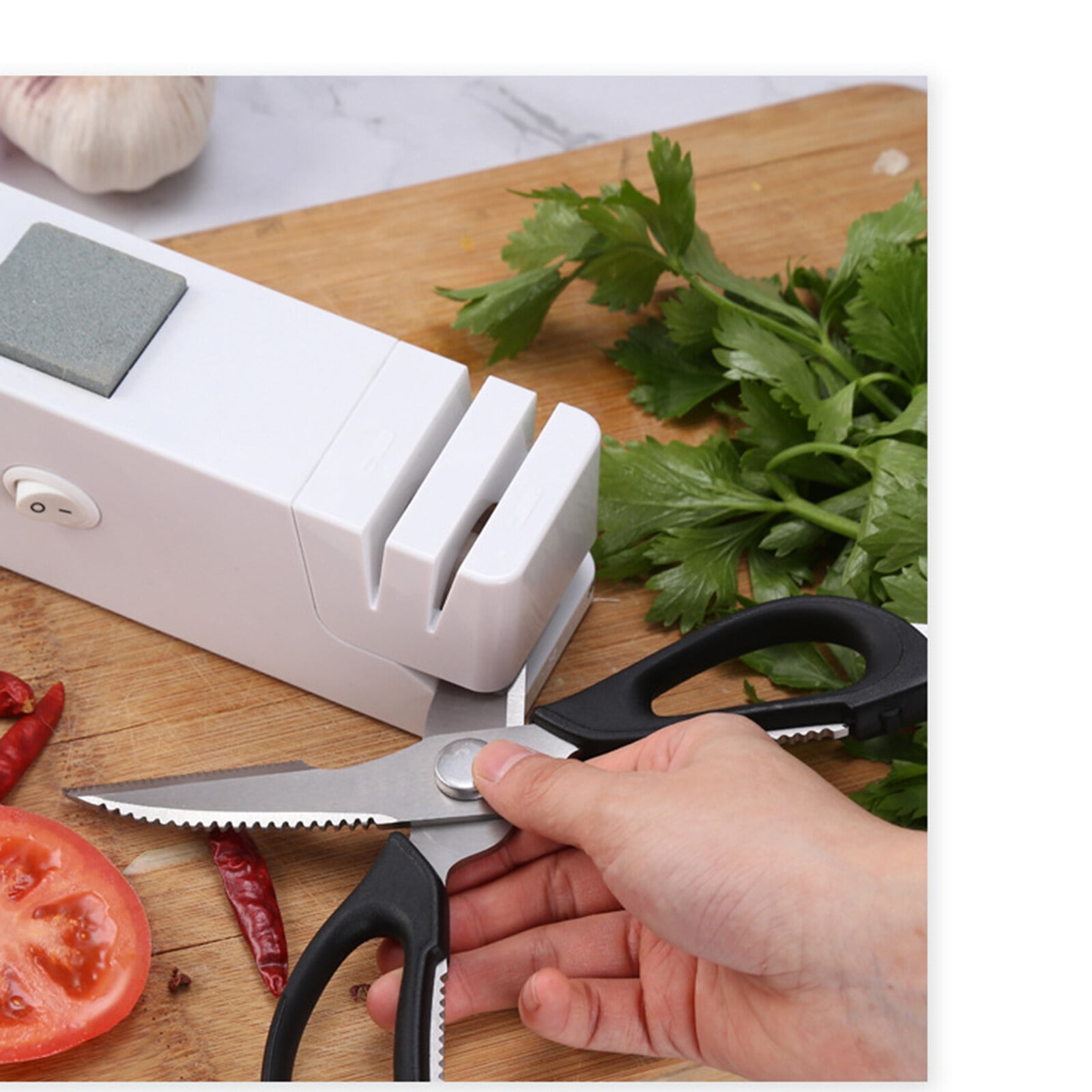 DERCLIVE Electric Knife Sharpener- 3 in 1 Electric Knife Sharpeners for Straight Blade Knives and Scissors Kitchen Appliance Kit