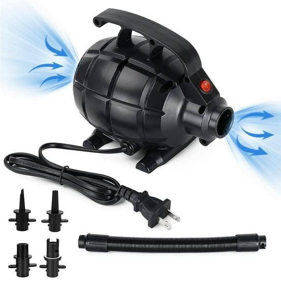 DERCLIVE Electric Pump for Inflatables Air Mattress Pump Air Bed Pool Toy Raft Boat Quick Electric Air Pump Black (AC Pump(600W))