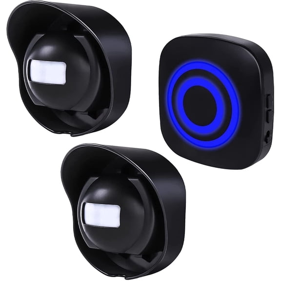 Multifunctional Wireless Driveway Alarm Outside Weatherproof Motion Sensor Alarm 1 Receiver 2 Transmitters with 38 Chimes 200m/656ft Transmission for Indoor Outdoor Use