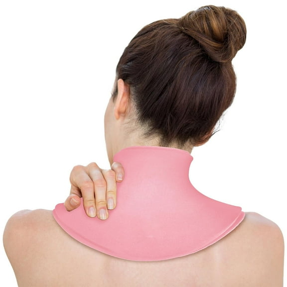DERCLIVE Neck Ice Pack, Cold Compress Therapy Wrap Reusable, Cold Compress for Cervical Pain Relief, Sports Injuries, Swelling, Office Pressure, Pink