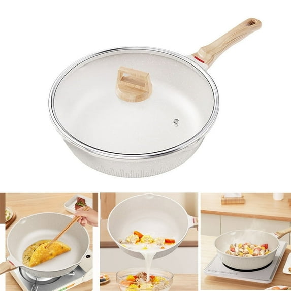 Yolispa Non Stick Frying Pan, Non stick Ceramic Saute Pan, 11" Nonstick Saute Pan With Lid Cover Non-Stick Deep Frypan With Induction