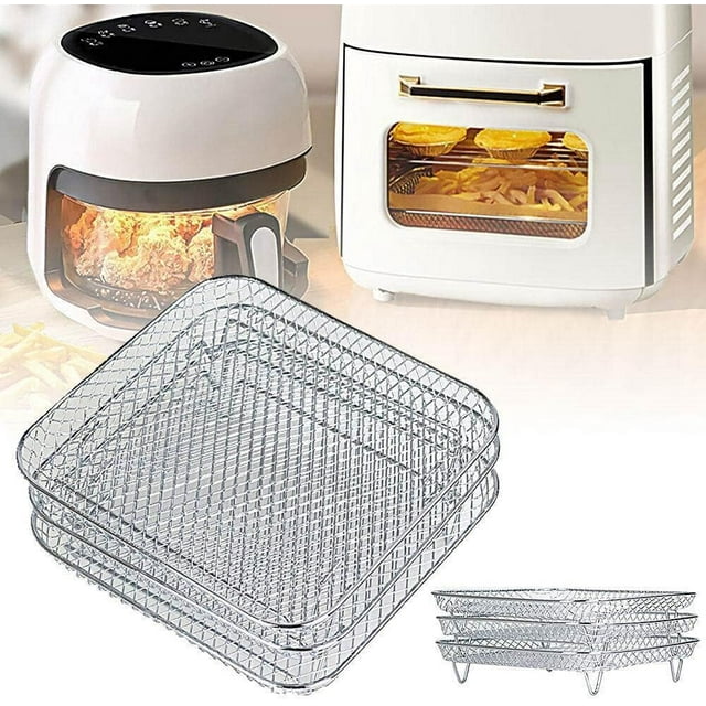 DERCLIVE Square Air Fryer Basket Stainless Steel Air Fryer Accessories