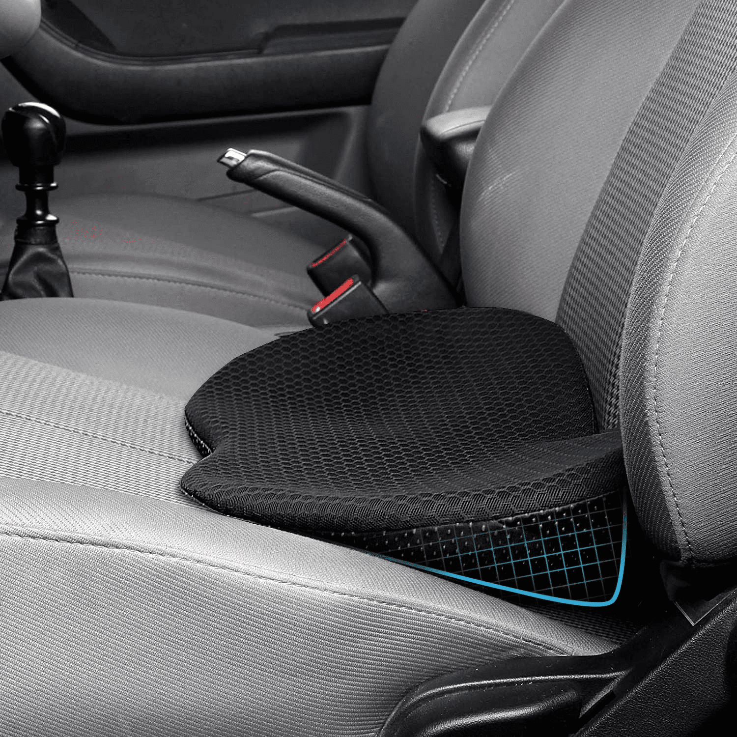 Yolispa Wedge Car Seat Cushion: Memory Foam Truck Seat Cushion for Car Seat Driver - Sciatica and Back Pain Relief for Drivers(Black)